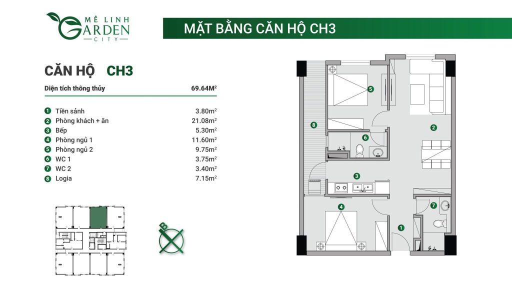Mặt bằng Nhà ở xã hội kim hoa mê linh- Mê Linh Garden City