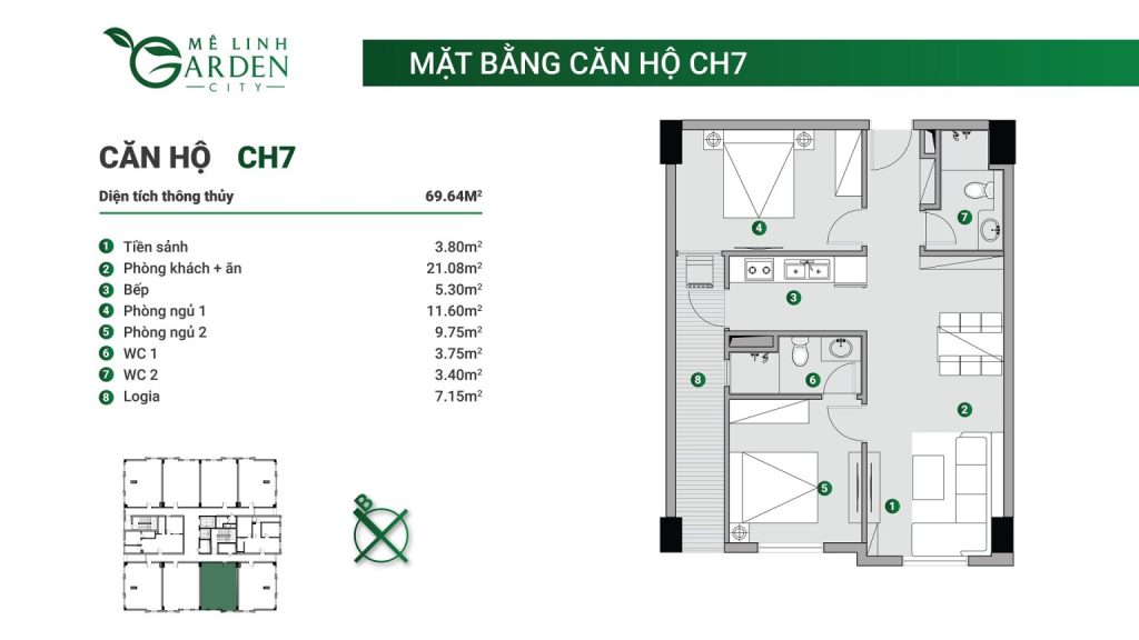 Mặt bằng Nhà ở xã hội kim hoa mê linh- Mê Linh Garden City