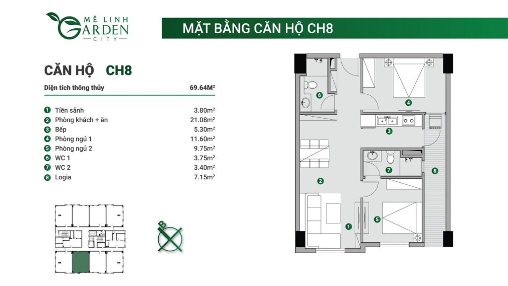 Mặt bằng Nhà ở xã hội kim hoa mê linh- Mê Linh Garden City