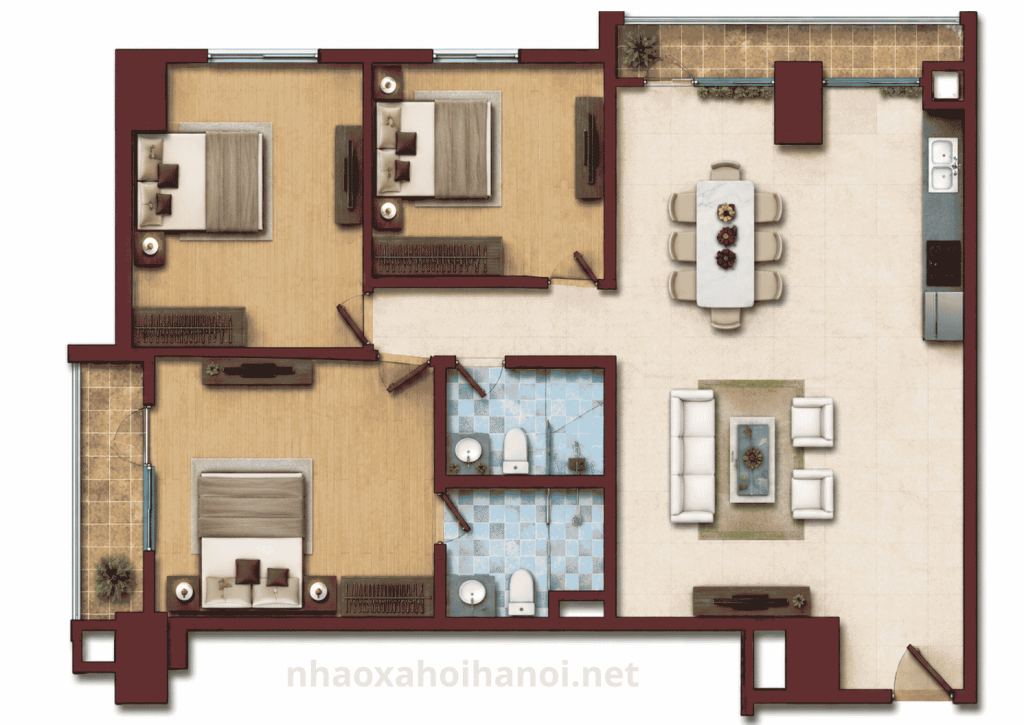Căn 2Pn căn hộ Nhà ở xã hội HANCINCO Nguyễn Xiển